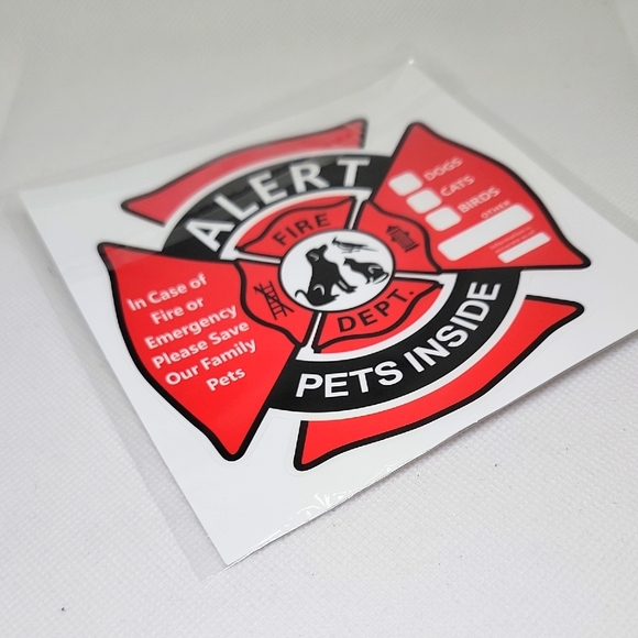 Fire Department Pet Alert Stickers Set of 2 Red Black New - Picture 2 of 6